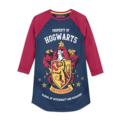 Imagen de Harry Potter Camisón Niña Camisones Manga Larga Gryffindor Pijama Hogwarts para Ninos Multicolor 11 12 Años