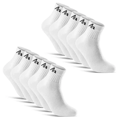 Imagen de sockenkauf24 10 Pares Calcetines Deportivos Tenis Trabajo Hombre Mujer Algodón i1R (Blanco 43 46 Corto)