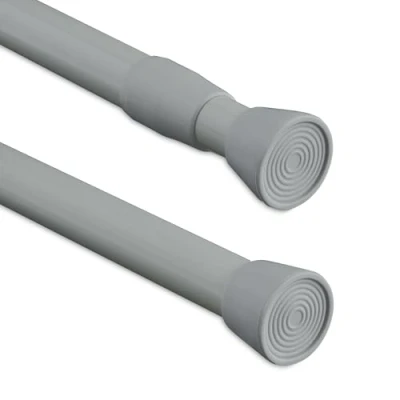 Imagen de Relaxdays Barra Cortina Extensible, Palo Presión Ducha, Visillos, Taladrar, Gris, Acero Inoxidable, 66 110 cm