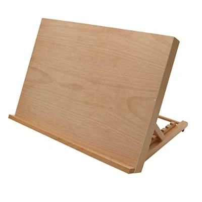 Imagen de Paintersisters® Caballete de mesa + estación trabajo tamaño A3 compacto 30 x 43 cm, madera haya, para pintar bocetos, acrílico, acuarela, lápiz o carbón