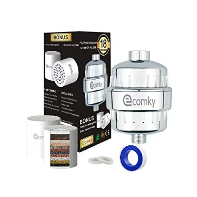 Imagen de Ecomky Filtro Ducha 18 Etapas Universal Reemplazable Purificador Agua F Protege Piel y Cabello 2 Cartuchos Incluidos Vitamina C Alta Presión Ablanda Reduce Cloro Metales Alivia Picores
