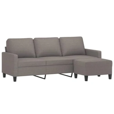 Imagen de vidaXL Sofá de 3 plazas con Taburete Tela Gris Taupe 180 cm