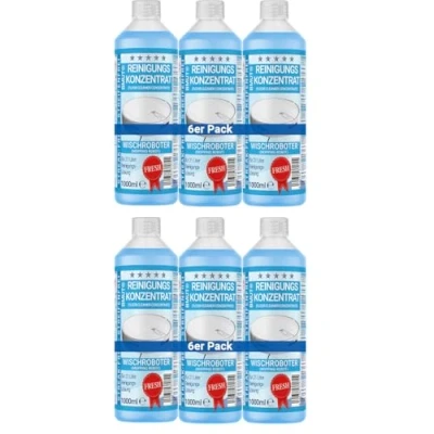 Imagen de 6 x 1000 ml limpiador para robot concentrado con aroma fresco y vaso dosificador, sin rayas poco espuma, de suelos