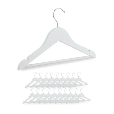Imagen de Relaxdays Perchas Infantiles, Set 20, Colgadores de Madera, Bebé y Niño, Gancho Giratorio, con Barra Muescas, Blanco, 19 x 30,5 1 cm