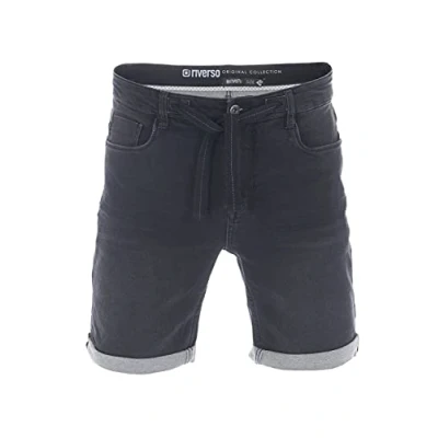 Imagen de riverso RIVPaul Pantalones cortos de verano para hombre, bermudas, elásticos, algodón, gris, azul, azul oscuro, w30, w31, w32, w33, w34, w36, w38, w40, w42 Black Denim (B22) 38