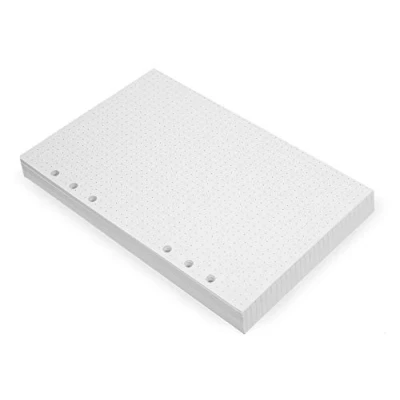 Imagen de Insertos de Planificador Encuadernado 6 Anillos A5 Hojas Sueltas con Cuadrícula Puntos, Recargas Papel Compatibles Filofax, Orificios, 200 Paginas Marfil, 120 gsm 21x14 cm