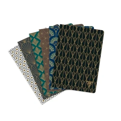 Imagen de Clairefontaine Ref 192036C Cuaderno de lomo cosido Neo Deco (48 hojas) Tamaño A5, papel vitela cepillado 90 g/m², revestimiento mate, regla Patrones surtidos (paquete 6)