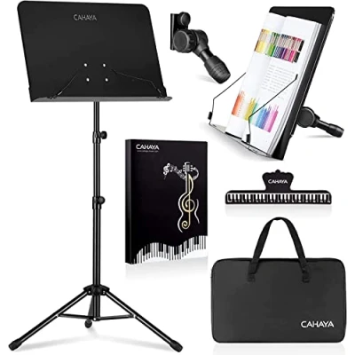 Imagen de CAHAYA 2 EN 1 Atril Musica Extensible 80 145cm con Bolsa de Transporte Soporte para Partituras Plegable Altura y Pestañas Sujeción Ajustables Incluye Coleccionista