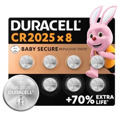 Imagen de DURACELL 2025 Pilas de botón litio 3 V (pack 8) Hasta un 70 % más duración Tecnología Baby Secure Para llaves control remoto, relojes deportivos y gafas 3D Embalaje