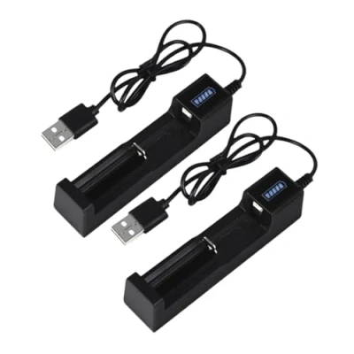 Imagen de 2 Pack USB Cargador para 18650 Baterías de Una Ranura 3,7V 26650/18650/17670/14500/10440/16340