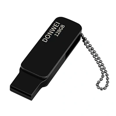 Imagen de DONWEI Pendrive,Memoria USB 128 GB,Pen Drive 2.0 Alta Velocidad Transferencia,USB 128GB Resistente al Agua,para Ordenador,Tablet,Coche Negro