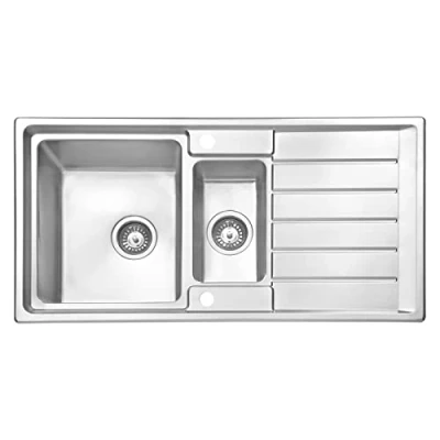 Imagen de JASSFERRY Fregadero de cocina 1,5 senos, Acero Inoxidable, escurridor reversible, con colador residuos