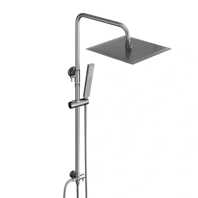 Imagen de Görbach Columna de Ducha sin Grifo Set Acero Inoxidable Altura Adjustable Conjunto Juego Baño con Mano y Cabezal Rociador 30 x 30CM Gris Gunmetal cepillado