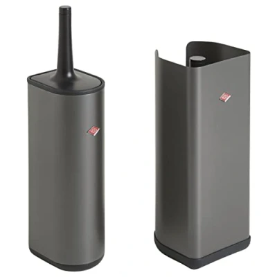 Imagen de Wesco Juego de 1 escobilla Inodoro Loft Chapa Acero con Recubrimiento en Polvo Cepillo Silicona y Rollo Papel Forma semicircular Base plástico, Color: Grafito Mate