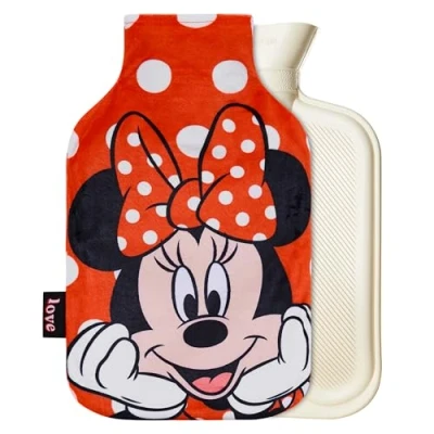Imagen de Disney Stitch Botella de Agua Caliente con Funda Franela para Mujer (Rojo Minnie)