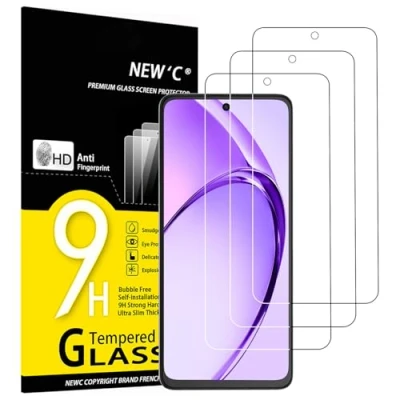 Imagen de NEW&#039;C 3 Piezas, Protector Pantalla para OPPO A40 (CPH2669), A5 Pro 5G, Cristal Templado Antiarañazos, Antihuellas, Sin Burbujas, Dureza 9H, 0.33 mm Ultra Transparente, Resistente