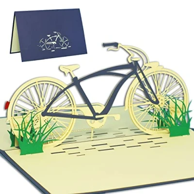 Imagen de Lin Tarjeta de felicitación con bicicleta emergente 3D, color azul