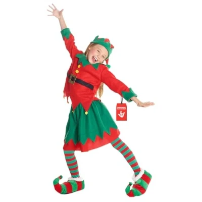 Imagen de Morph Disfraz Elfo Niña, Navidad Traje Duende Navidad, Disfraz, Elfa Niña L