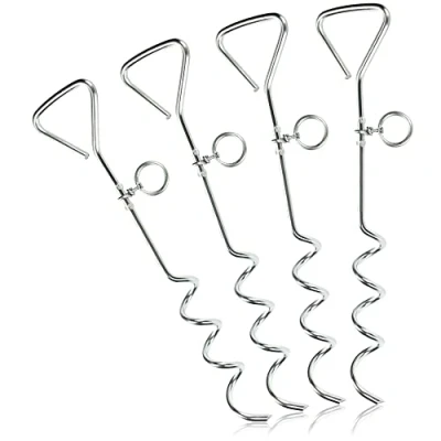 Imagen de com four® 4X Anclajes para el Suelo de la Tienda Juego fijación Lonas, pabellones y toldos (4 Piezas Plateados)