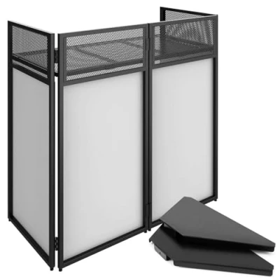 Imagen de Vonyx DB4 Pro Cabina DJ Profesional Plegable Mesa 101x50 cm, Paños Blancos y Negros, Placas de Esquina, Bolsa Transporte, Acero Negro, Ideal para Eventos, Móviles en Directo
