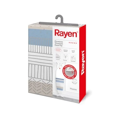 Imagen de Rayen Funda Tabla de Planchar Universal Ajuste EasyClip 4 capas: Espuma, Muletón, tejido 100% Algodón, Calidad Titanium Gama Premium Medida: 130x47 cm Estampado