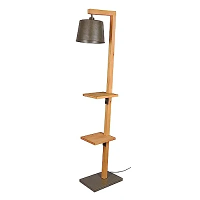 Imagen de TRIO, Lámpara de pie, Rodrigo 1xE27, max.60,0 W Metal, níquel antiguo, Cuerpo: Madera natural, natural A:26,0cm, A:165,0cm, P:41,0cm Pivotante,IP20,Sin bombilla,Fuente luz reemplazable por
