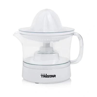Imagen de Tristar CP 3005 Exprimidor de cítricos · 25W Capacidad 0.5 L, 2 conos diferente tamaño incluidos, Jarra extraíble, Tapa transparente antipolvo, libre BPA, blanco