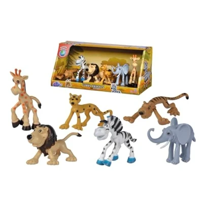 Imagen de Simba 104322457 Divertidos Animales de Safari, 6 Unidades, diseño Infantil, 9 12 cm, Figuras Animales, Juego, a Partir 3 años