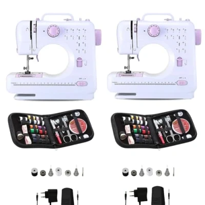 Imagen de MAGIC SELECT 2X Máquina de Coser Portátil con 2 Velocidades y 12 Puntadas, Pedal, Carretes, Aguja Recambio, Cortador Hilo Luz Trabajo, Funcionamiento Cable o Pilas AA (no Incluidas)