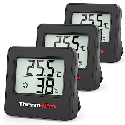 Imagen de ThermoPro TP157 Termómetro Higrómetro Digital Casa, Medidor de Humedad con Indicador Sonriente, Ideal para Sala Estar, Oficina, Garaje o Invernadero, 3 piezas