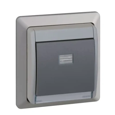 Imagen de Simon Interruptor Conmutador Empotrable, Serie 44 Aqua, 230V 10A, Táctil de Pared, Apto para Exteriores, Fácil Instalar, Incluye Caja, Tapa y Mecanismo, Color Gris