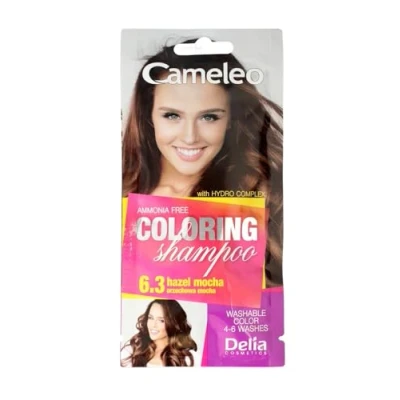 Imagen de Cameleo Champú colorante Hazel Mocha Refresque el color de forma rápida y sencilla Sin amoniaco ni oxidantes en bolsa 40 ml