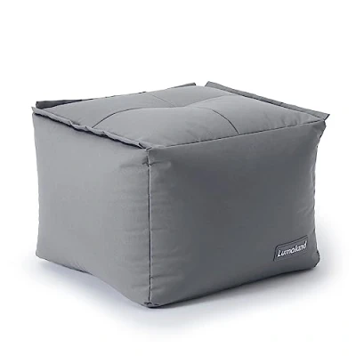 Imagen de Lumaland Beanbag Lounge Modular Puf Impermeable Taburete Ligero y Expandible Individualmente Juego de Salón para Interior Exterior Asiento Lavable Jardín 54x54x54 cm [Gris]