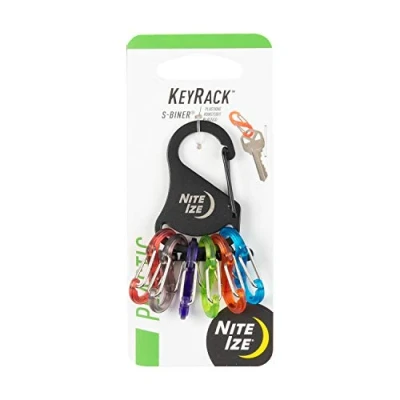 Imagen de Nite Ize KeyRack S Biner Organizador de mosquetón acero con 6 carpetas en coloridas, accesorios llavero para sostener las llaves forma segura y por separado