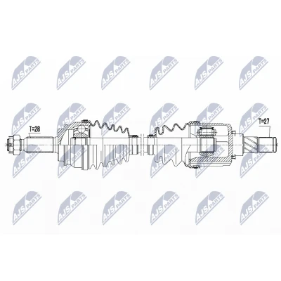 Imagen de NTY NPW CH 046 Árbol de transmisión Eje delantero, izquierda 650 JEEP: Compass, Patriot