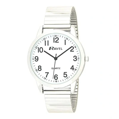 Imagen de Ravel Reloj de Cuarzo Uso Diario Unisex con Contador Minutos Punteado Analógico R0232.21.1 Brazalete Expansor Acero Inoxidable