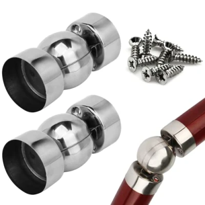 Imagen de 2 conectores de tubo pasamanos acero inoxidable (50 mm), ultrafinos 0,4 mm, accesorios esquina para escalera, accesorios, pasamanos, con 8 tornillos