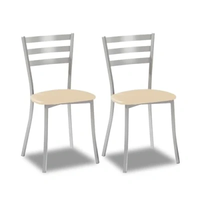 Imagen de ASTIMESA SCRRBE Dos sillas de Cocina, Metal, Beige, Altura Asiento 45 cms