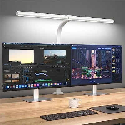Imagen de KableRika Lámpara LED Escritorio, 24W de Mesa con abrazadera, 6 temperaturas color, Protección ocular, Cuello cisne ajustable, 1200 lúmenes súper brillante para oficina en casa