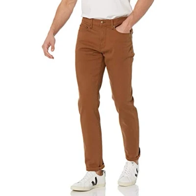 Imagen de Amazon Essentials Vaqueros Ajustados Hombre, Marrón Caqui Oscuro, 33W / 30L