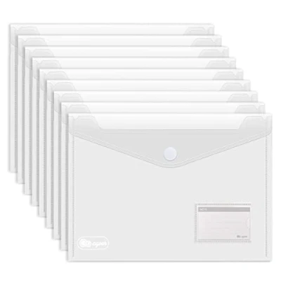 Imagen de 25 x cierre adhesivo Cartera para documentos con bolsillos cartas y 30 unidades de tarjetas visita, color Transparente 12,8 9,3 pulgadas A4