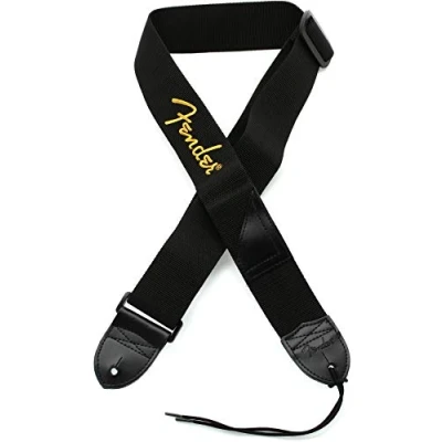 Imagen de Fender Correa para Guitarra, Poliéster con Logo Amarillo, Ajustable 33 53, Negro