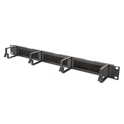 Imagen de DIGITUS Panel de gestión cables con tira cepillo 1U 4 soportes guía 44 x 60 mm 19 pulgadas Para armarios red y Negro