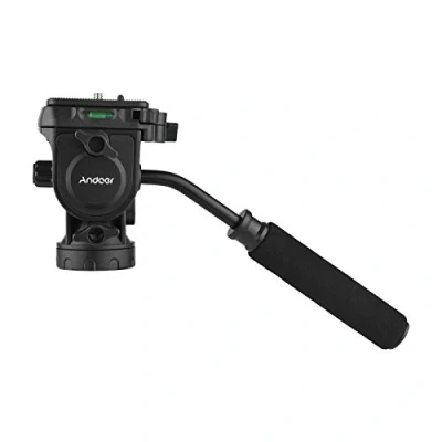 Imagen de Andoer Cabeza de Bola fluida panorámica rotación 360, Carga máxima 5 kg con Mango para videocámara Tornillo 1/4 Pulgadas y trípode monopié 3/8