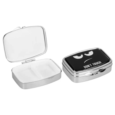 Imagen de kwmobile Pastillero Pequeño 2en1 Set de 2X Acero Inoxidable con 2 Compartimentos para Medicinas Caja Pastillas niños y Diente león