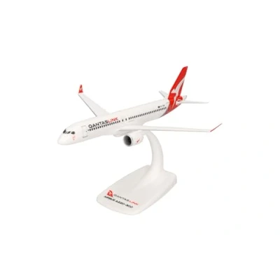 Imagen de herpa Snap Fit avión QantasLink Airbus A220 300, Miniatura a Escala 1:200, Pieza de colección, Soporte, plástico Modelo vehículo, (614337)
