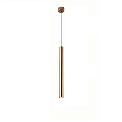 Imagen de Naiyn Lámpara colgante LED creativa moderna barra de dorada Proyector cilíndrico tubo largo techo altura ajustable para iluminación isla cocina
