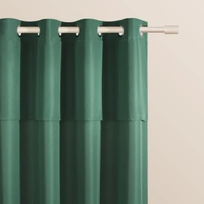 Imagen de ROOM99 Cortina con Ojales Plateados MIA, 140 x 280 cm de Ancho Alto oscurecimiento, Cortinas correderas, decoración Moderna, para salón, Dormitorio, Verde Botella