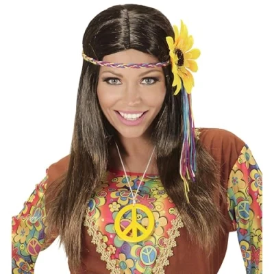 Imagen de Widmann Peluca hippie, Color marrón, talla única (04657)
