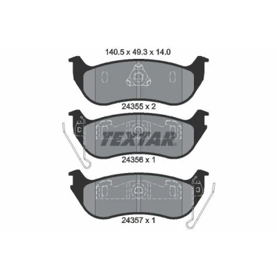 Imagen de TEXTAR 2435501 Juego de pastillas freno no preparado para indicador desgaste JEEP: Cherokee III, WRANGLER 2